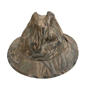 Vintage Haas Outdoors Mossy Oak Treestand Hunting Fedora Hat  Small US Made
